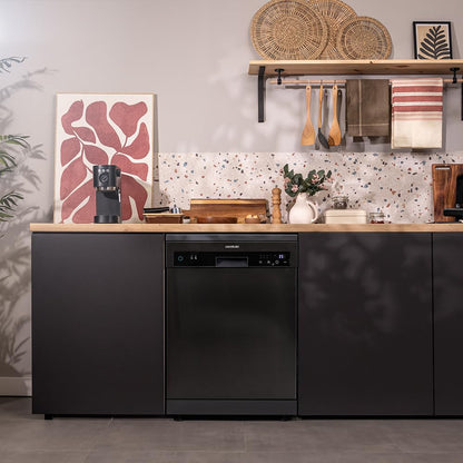 Cecotec Lave-Vaisselle Indépendant de 60 cm Bolero Aguazero 6200 Dark D, 1850W, 14 Couverts, 6 Programmes, Dual Zone Wash, Turbo Dry+, Demi-Charge, Dé