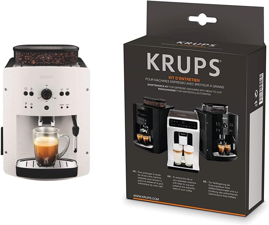 KRUPS Essential Machine à café à grain, Machine à café, Broyeur grain, Cafetière expresso, Cappuccino & Kit entretien Full Auto Expresso Broyeur XS530