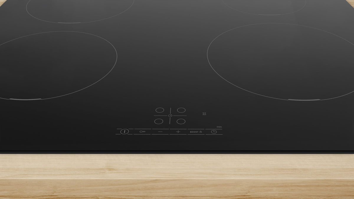 Bosch PUE611BB5E, Série 4, plaque à Induction, 4 foyers, 60 cm, Puissance 4600 W, Noir