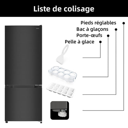 CHIQ Réfrigérateur congélateur FBM205L42-205L (153 + 52),Classe énergétique E, 39 dB, Acier noir, Low frost, Portes réversibles