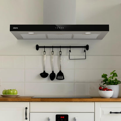 Ciarra Hotte Apisrante 90cm 650 m³/h - Class A+++ - 4 Vitesses - Fonction Boost - Hotte de Cuisine Silencieuse - Commande Tactile - Wi-Fi - LED Dimmable - Inox - CBCS9102