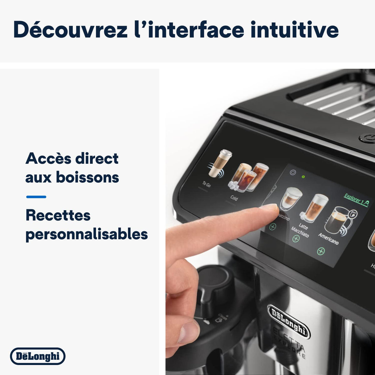 De'Longhi Eletta Explore Cold Brew ECAM452.67.G, Machine à Café Barista avec LatteCrema Hot and Cool, Machine à Espresso, Machine à Café Automatique, Extraction Froide, Pot à Café Inclus, Gris Foncé