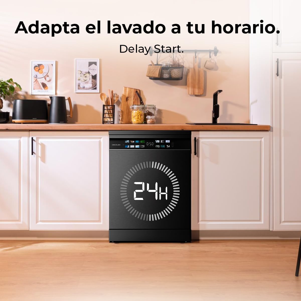 Cecotec Lave-vaisselle 60cm Bolero Aguazero 6700 Dark B Lave-vaisselle foncé, 15 couverts, Classe B, Moteur Inverter Plus, O2 Dry, Lavage Double Zone,