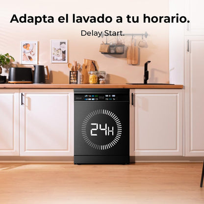 Cecotec Lave-vaisselle 60cm Bolero Aguazero 6700 Dark B Lave-vaisselle foncé, 15 couverts, Classe B, Moteur Inverter Plus, O2 Dry, Lavage Double Zone,