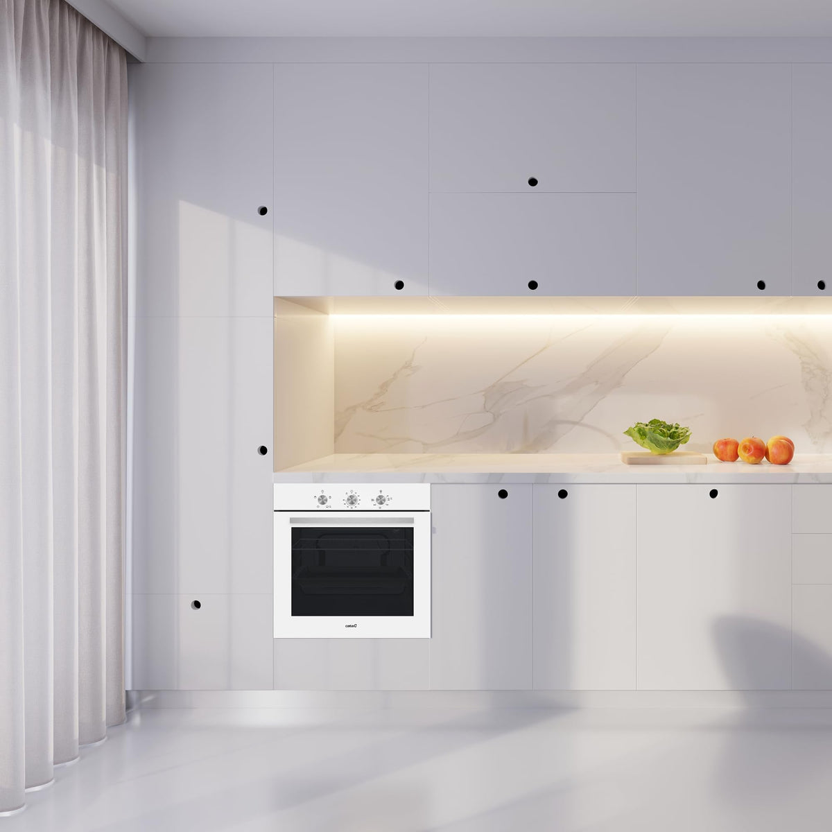 Cata Four statique SES 6204 WH avec 4 fonctions Programmateur de cuisson mécanique avec capacité 66 L Largeur 60 cm Blanc
