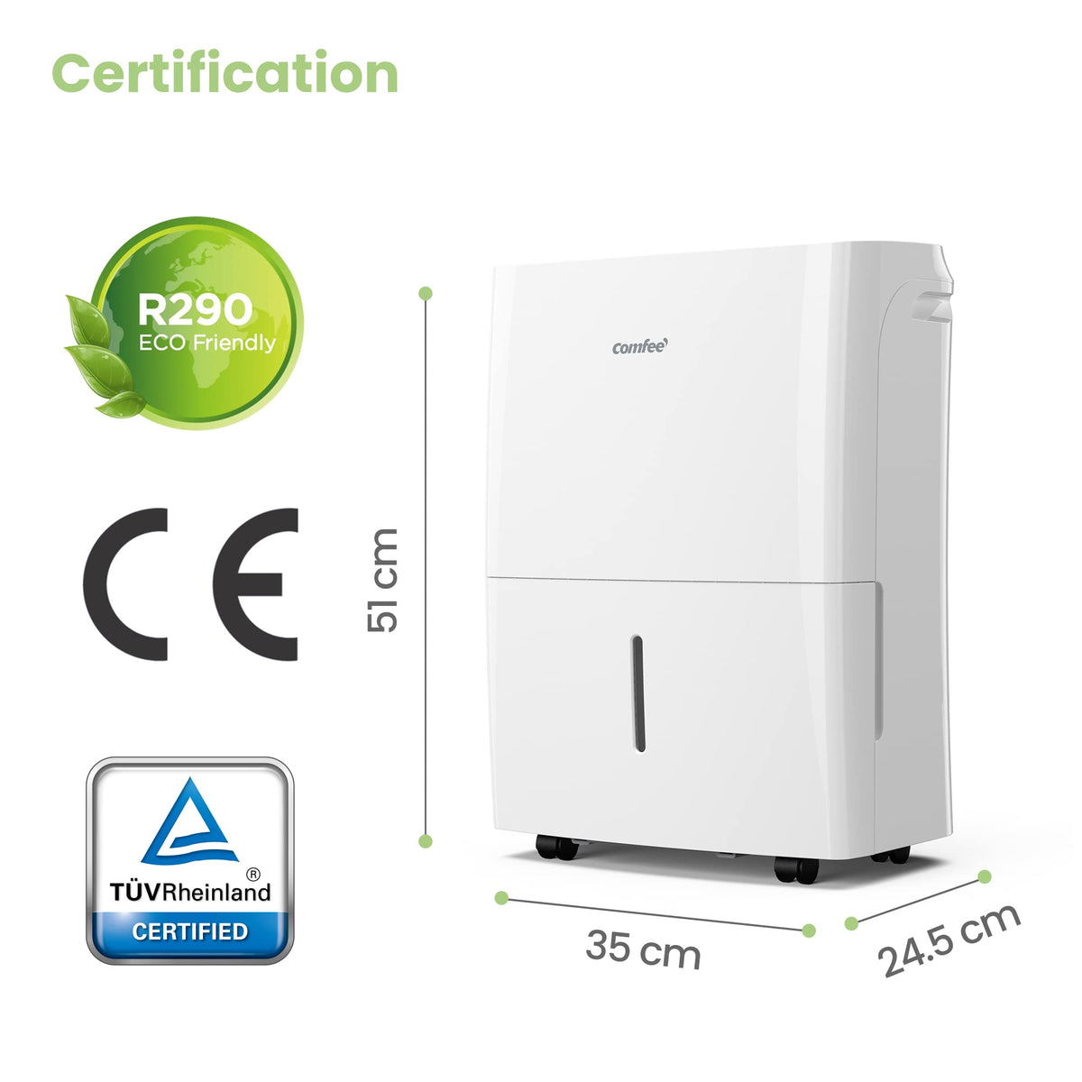 COMFEE Déshumidificateur Connecté 16L-jour, 4 Modes, Deshumidificateur d air electrique, Mode intelligent, Réservoir 3L, Pour pièce de 58-73㎡, MDDF-16DEN7 WF, Chambre, Garage, Fonctionne avec Alexa