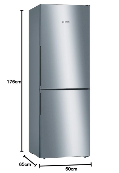 Bosch KGV33VLEAS - Réfrigérateur combiné pose libre - Série 4 - 288L - Froid brassé - L 60cm x H 176cm - Inox