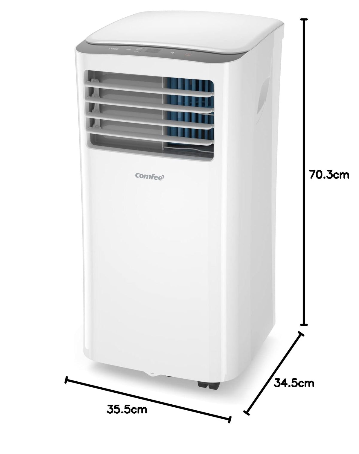 COMFEE' Climatiseur Mobile 8000 BTU/h 2,3kW, 3-EN-1 Refroidisseur Déshumidificateur Ventilateur, Fonction Follow me, Minuterie, Pour salon et appartement de 29㎡/78m³, MPPH-08CRN7, R290