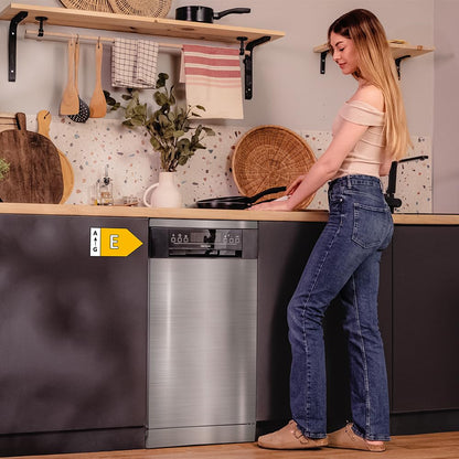 Cecotec Lave-vaisselle Bolero Aguazero 4201 Inox E. 1850 W, 11 couverts, 6 programmes, Classe E, Dual Zone Wash, Départ Différé, AquaStop Électronique, Panneau Tactile, 45 cm de largeur