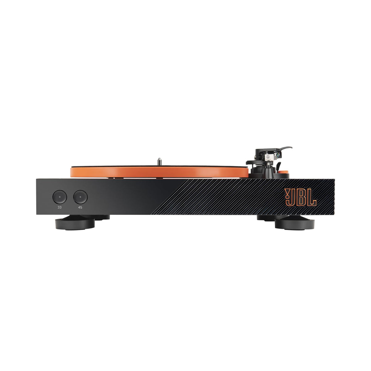 JBL Spinner BT, Platine Bluetooth avec AptX-HD, design dynamique, porte-cellule amovible, plateau en aluminium et entraînement par courroie, cellule magnétique mobile préinstallée, noir et orange
