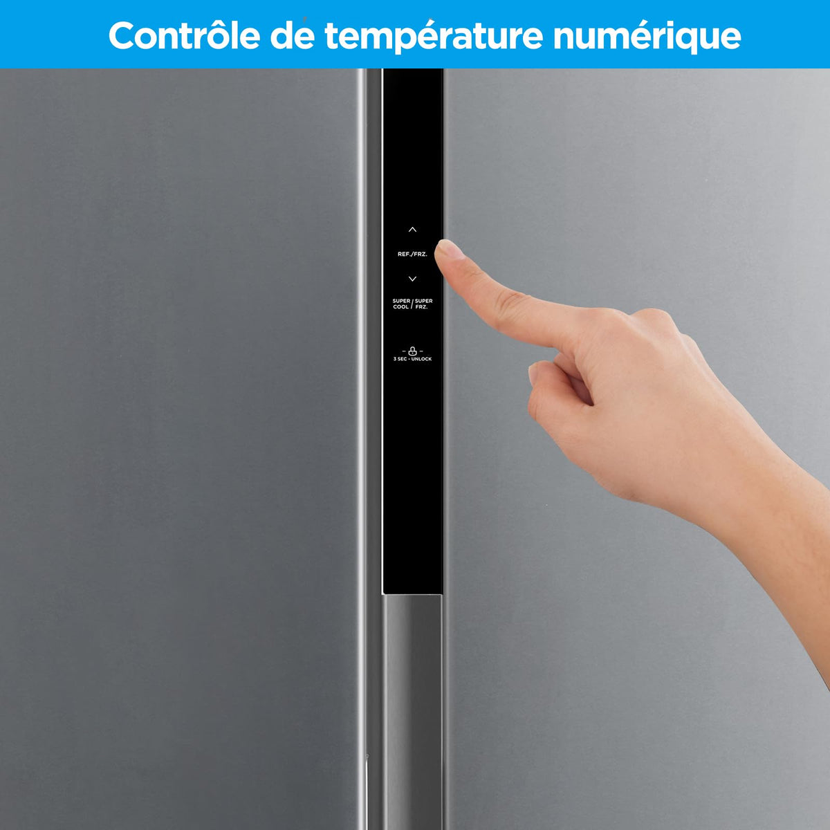 Comfee' RCS609IX2 Réfrigérateur-Congélateur Américan/No Frost/Compresseur Inverter/Hauteur 177,5 cm/460 L(271+189) de Réfrigération/Double contrôle/SuperCool, Inox