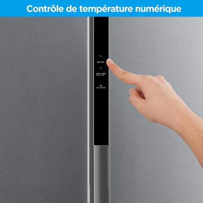 Comfee' RCS609IX2 Réfrigérateur-Congélateur Américan/No Frost/Compresseur Inverter/Hauteur 177,5 cm/460 L(271+189) de Réfrigération/Double contrôle/SuperCool, Inox