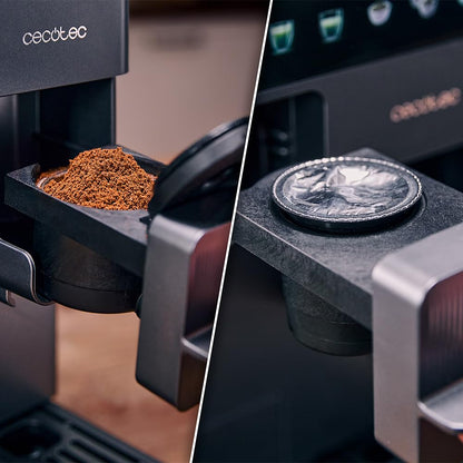 Cecotec Cafetière à Capsules Freestyle Grind & Latte. 1400W, 20 Bars, Multi-capsules, Café en Grains 40g, Moulin Conique, Réservoir d'Eau 1,6L, 300ml