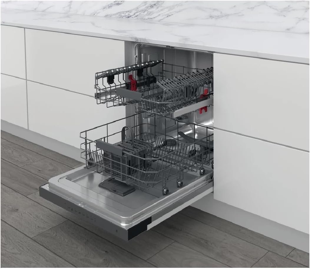 Lave vaisselle encastrable Whirlpool WBC3C26X - Lave vaisselle integrable 60 cm - Classe A++ / 46 decibels - 14 couverts - Intégrable bandeau : Inox