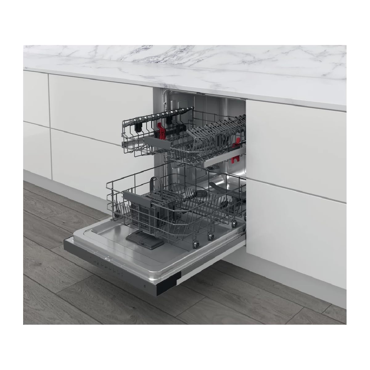 Lave vaisselle encastrable Whirlpool WBC3C26X - Lave vaisselle integrable 60 cm - Classe A++ / 46 decibels - 14 couverts - Intégrable bandeau : Inox