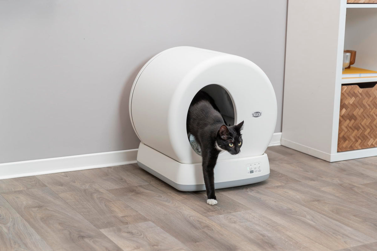 TRIXIE "Bac à Litière Autonettoyant, Nettoyage Automatique, pour Chats à Partir de 1,5 kg/4 Mois, Plastique, 53 × 55,5 × 52 cm, Blanc - 40040