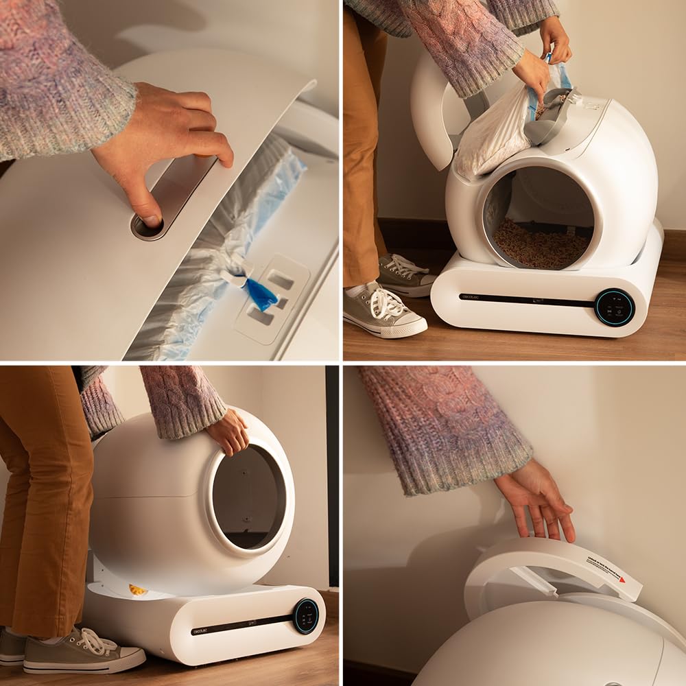 Cecotec Bac à Litière Autonettoyant pour Chats Pumba 8500 CleanKitty Smart. Triple Système de Désodorisation, Contrôle Via WiFi et Écran, Silencieux et Sûr avec Capteur Infrarouge, Bac de 65L