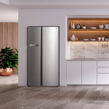 Cecotec Réfrigérateur américain 2 portes Bolero CoolMarket SBS 592 INOX. 592 litres, 177,5 cm de haut et 91 cm de large, faible consommation, moteur onduleur