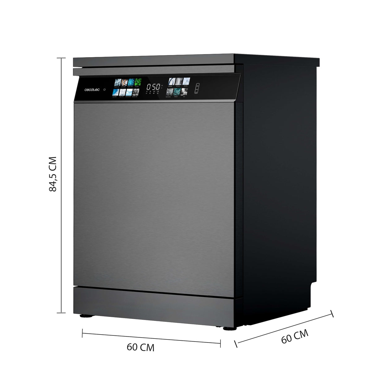Cecotec Lave-vaisselle 60cm Bolero Aguazero 6700 Dark B Lave-vaisselle foncé, 15 couverts, Classe B, Moteur Inverter Plus, O2 Dry, Lavage Double Zone,