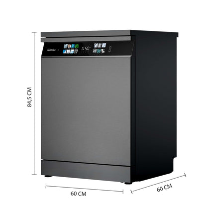 Cecotec Lave-vaisselle 60cm Bolero Aguazero 6700 Dark B Lave-vaisselle foncé, 15 couverts, Classe B, Moteur Inverter Plus, O2 Dry, Lavage Double Zone,