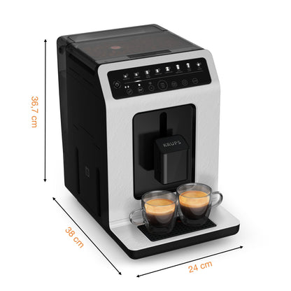 Machine cappuccino et expresso automatique KRUPS Evidence Eco-Design, goût exceptionnel, Quattro Force, boissons à base de lait grâce au système One-Touch, 8boissons préréglées, EA897A