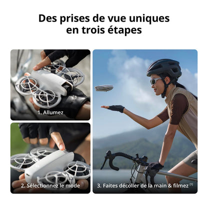 Bundle Fly More DJI Neo, Mini Drone avec Caméra 4K UHD pour Adultes, Drone Suiveur qui Vole Seul de 135 g, Décollage du Creux de la Main, Suivi de Suj