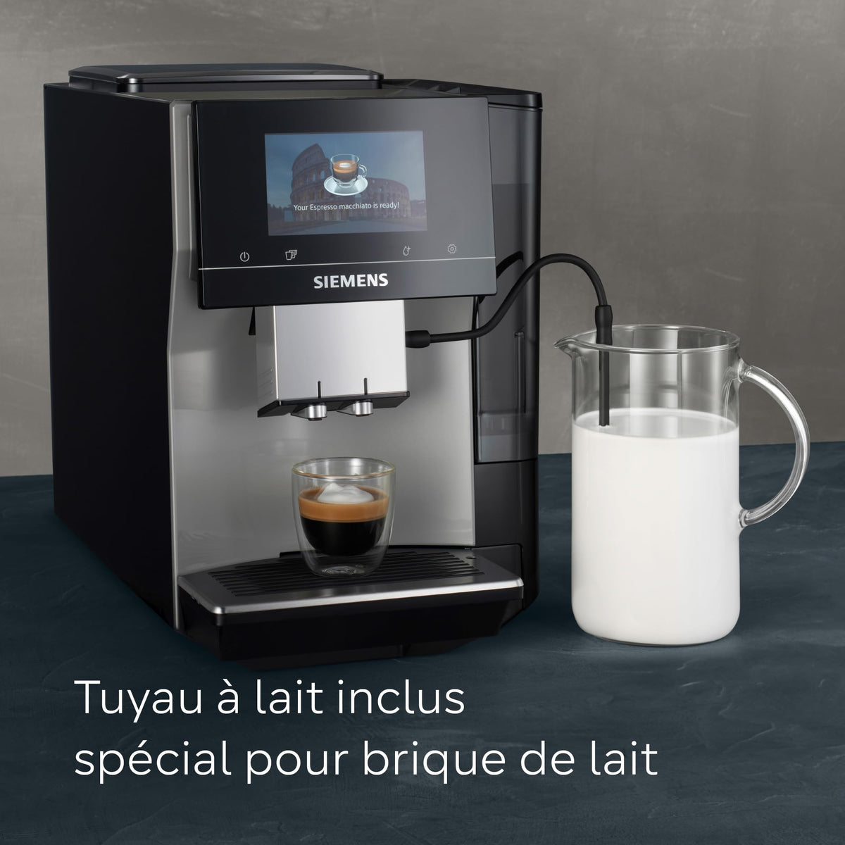 SIEMENS EQ700 classic TP715E17 Machine à café automatique avec contrôle par application, infusion à froid, écran tactile, jusqu'à 10 créations de café favorites, nettoyage automatique à la vapeur
