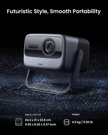 JMGO N1S Ultimate Videoprojecteur 4K Triple Laser, 3300 ISO Lumens Projecteur GTV Netflix, Gimbal Correction d'image Instantée, 300", Blu-Ray 3D, HDR10, 20W Deux Haut-Parleurs avec Dolby Digital Plus