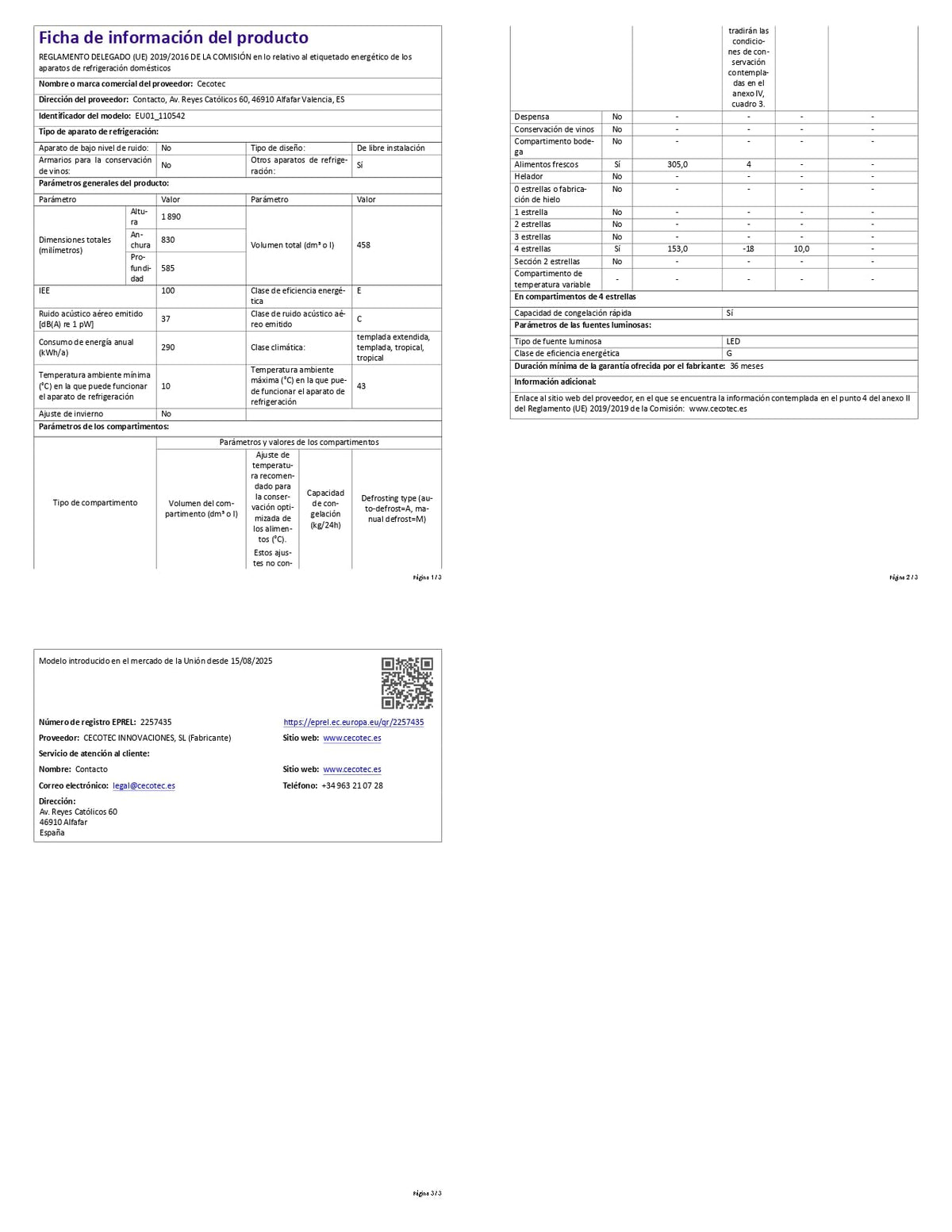 Cecotec Réfrigérateur Porte Française de 4 Portes Semi-Intégrable 458L Total No Frost Bolero CoolMarket F2D 458 SBI Dark E, Hauteur 189 cm et 83 cm Largeur, MetalFlexCooling, Compresseur Inverter