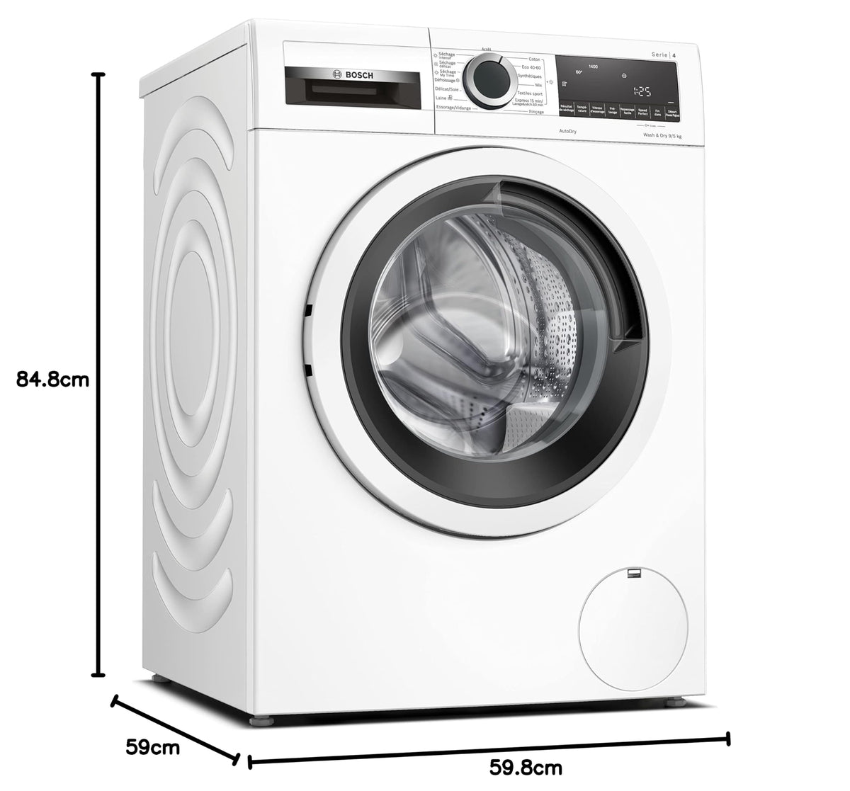 Bosch WNA144V0FR, Série 4, Lave linge séchant, 9/5 kg, 1400 trs/min, Blanc