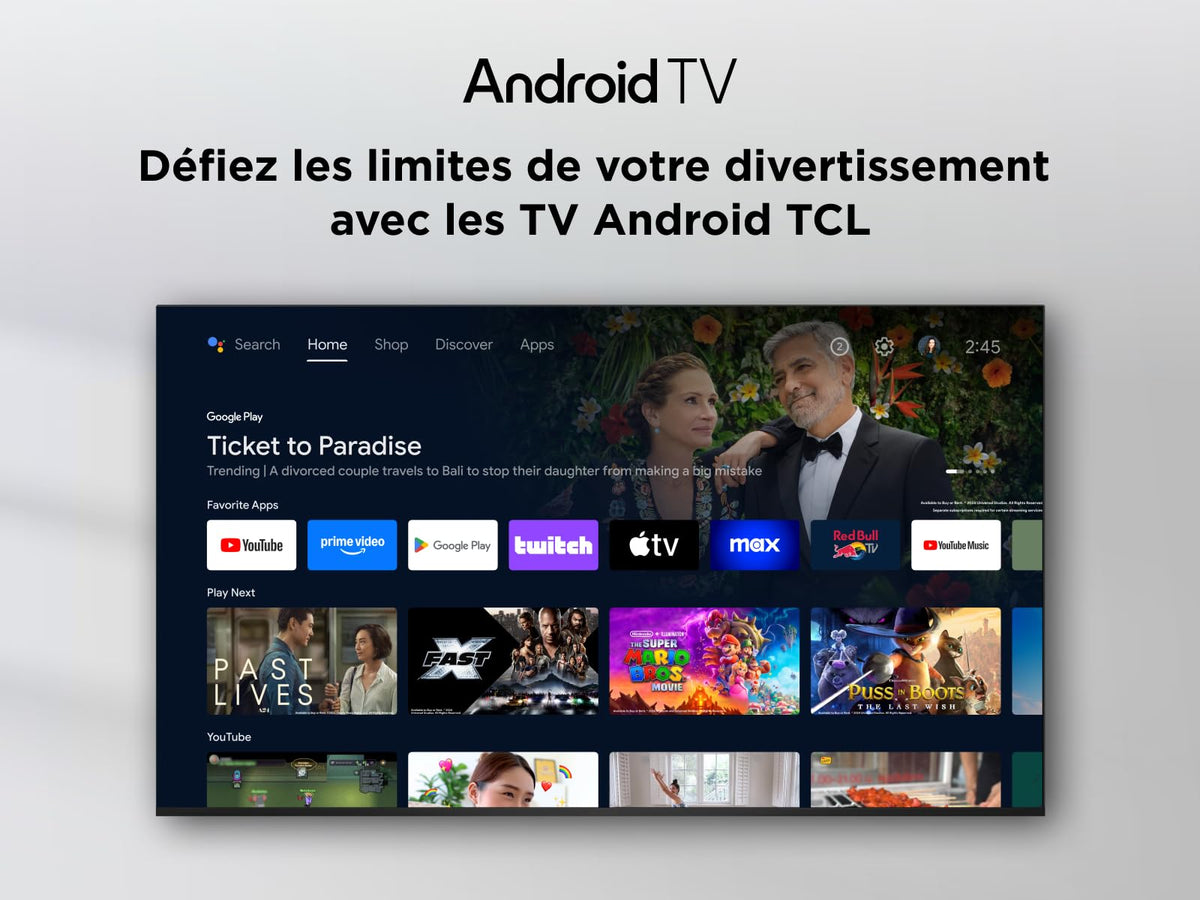 TCL 43V5C – TV QLED Direct LED Smart Full HD 43" avec Android TV & HDR - Compatible avec Google Cast & Google Home, Design Mince