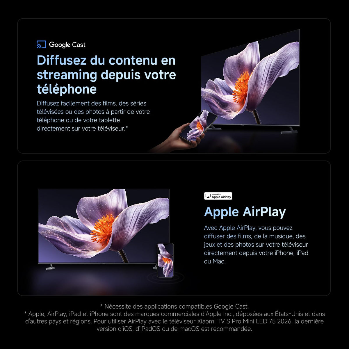 XIAOMI TV S Pro Mini LED 65, Smart TV, Dolby Vision, Dolby Atmos, QLED 4K, 144Hz, Google TV, HDR10+, Triple Tuner, DVB T2, MEMC, DTS-X, Harman AudioEFX, Prime Video, Google Assistant, AirPlay2