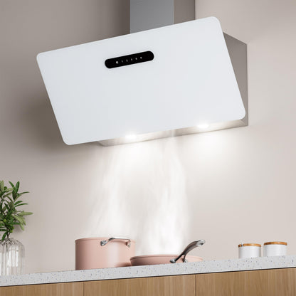 CIARRA CBCW9736K Hotte Aspirante Inclinée 90 cm 650m³/h - Classe A+++ - Filtre à Charbon Inclus - Commande Tactile- 3 Vitesses et Fonction Boost - LED Dimmable