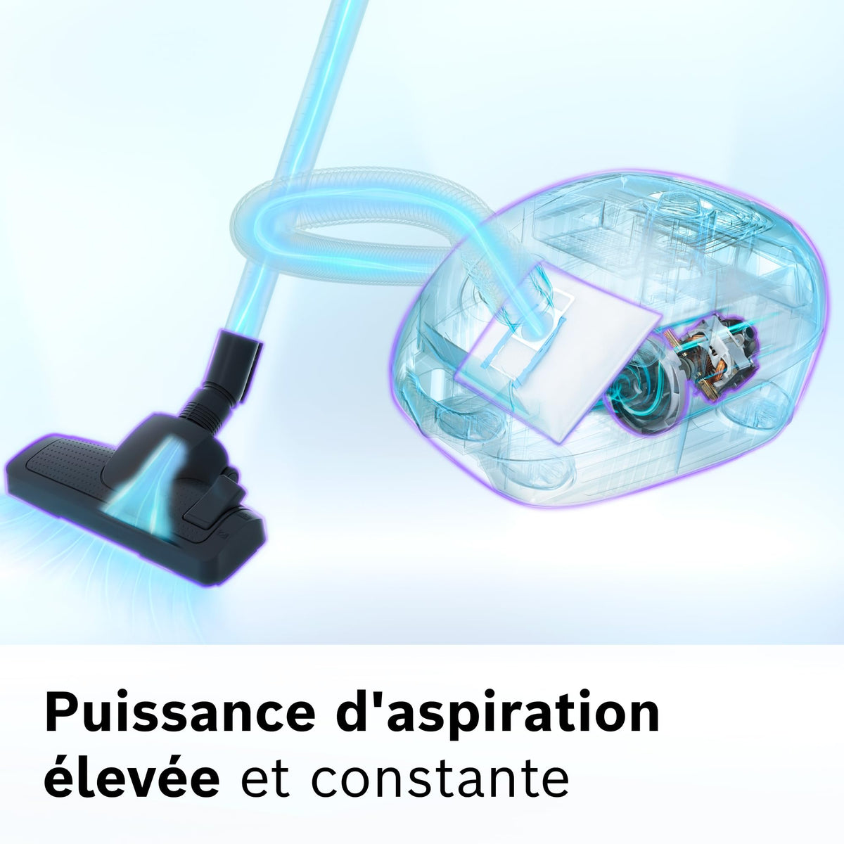 Bosch Electroménager, Série 6, ProSilence BGB6SIL1, aspirateur traîneau avec sac, niveau sonore de 66 dB(A), filtre hygiénique HEPA, moteur puissant, blanc