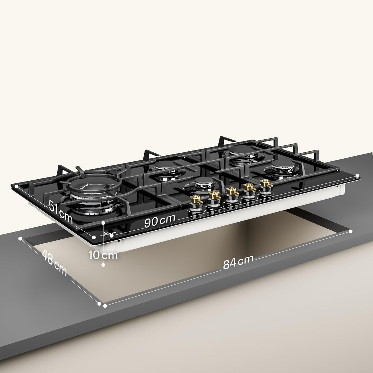 Klarstein Table de Cuisson à Gaz avec 5 Brûleurs – Plaque de Cuisson Encastrable 11100W, Surface en Acier Inoxydable, Compatible GPL