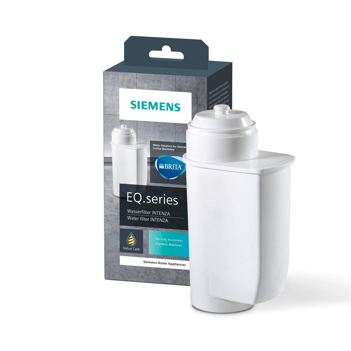 Siemens Set, machine à café tout automatique, EQ6 plus s500, aromaDouble Shot, système autoMilk Clean, gris/noir TE655203RW + BRITA Intenza filtre à eau TZ70003