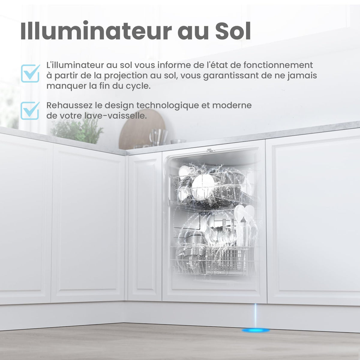 COMFEE' CDWPB1215PB-EU Lave-vaisselle Entièrement Intégré avec 12 Couverts, Lavage Cloud Wash, Séchage Supplémentaire, Lave-vaisselle Encastrable avec Démarrage Différé, Lavage Rapide - Blanc