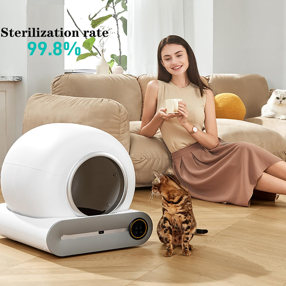 QraraZL Litière Chats Autonettoyante Via Contrôle APP, Bac à Litière Autonettoyante pour Chats, Alerte Intelligente/Moniteur de Santé/Désodorisant Ionique,65L+9L (Intelligent)