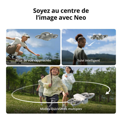 Bundle Fly More DJI Neo, Mini Drone avec Caméra 4K UHD pour Adultes, Drone Suiveur qui Vole Seul de 135 g, Décollage du Creux de la Main, Suivi de Suj