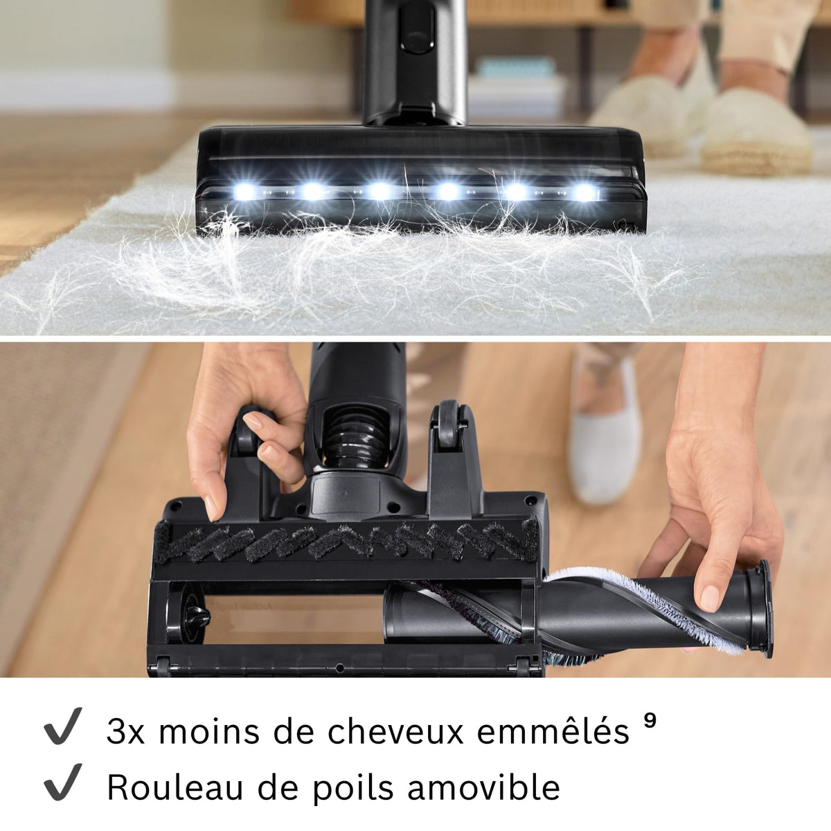 Bosch, aspirateur Balai sans Fil, Unlimited 10, Batterie 4.0 Ah, Technologie MicroClean, bac à poussière Facile à Vider, Tube Flexible, éclairage LED, Rose, BKS1041RHF