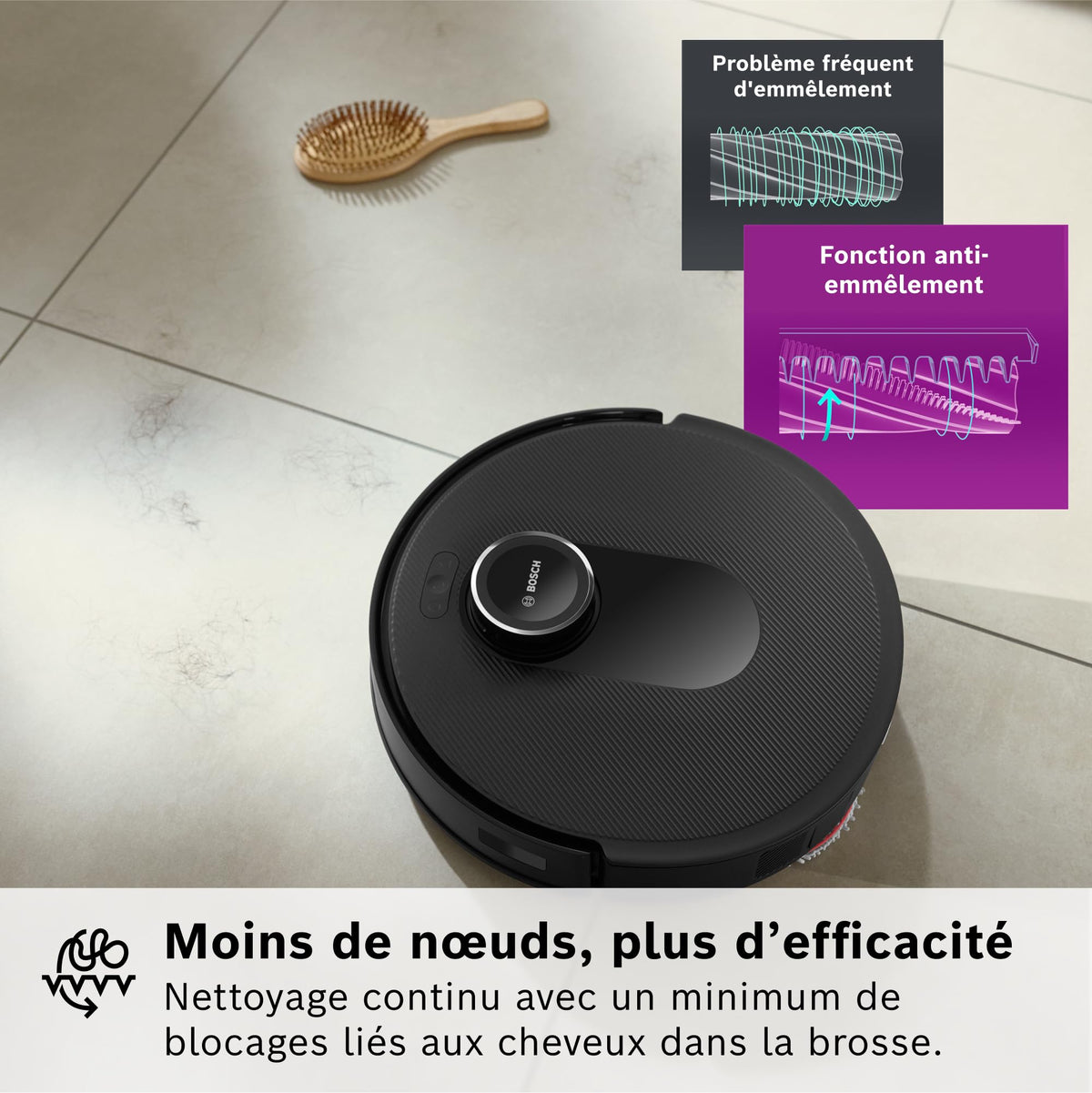 Bosch Spotless Max BCRDW3B, Robot aspirateur-Laveur avec caméra Smart Vision, serpillère rotative, 11 000 Pa, Station de Service sèche-Humide, Application Home Connect, Noir
