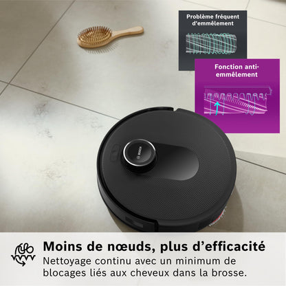 Bosch Spotless Max BCRDW3B, Robot aspirateur-Laveur avec caméra Smart Vision, serpillère rotative, 11 000 Pa, Station de Service sèche-Humide, Application Home Connect, Noir