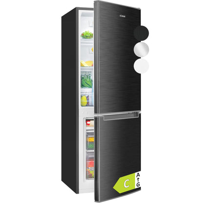 Bomann, Réfrigérateur et Congélateur 173L KG7359-Noir, 121L Réfrigérateur, 52L Congélateur 4 Étoiles, Contrôle Température, Éclairage LED, Design Réversible, Idéal pour Cuisine Moderne