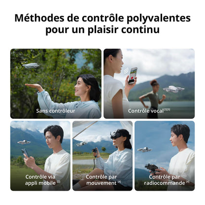 Bundle Fly More DJI Neo, Mini Drone avec Caméra 4K UHD pour Adultes, Drone Suiveur qui Vole Seul de 135 g, Décollage du Creux de la Main, Suivi de Suj