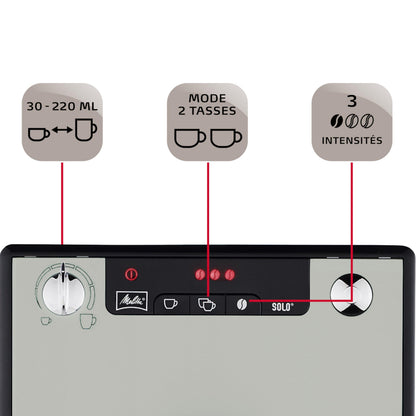 Melitta Solo Sandy Grey, Machine à Café à Grains avec Broyeur et Système d'Extraction des Arômes, Affichage LED, Mode 1 à 2 Tasses, Expresso, Automatique, E950-777, 1400W