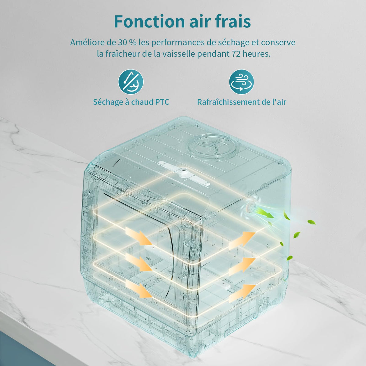 AIRMSEN Mini Lave-Vaisselle de Comptoir, 5+1 Programmes, Réservoir d'Eau de 5L, Contrôle Tactile et Écran LED, Adapté pour les Cuisines Familiales, Appartements et Dortoirs, Blanc et noir