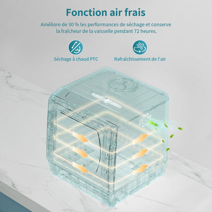 AIRMSEN Mini Lave-Vaisselle de Comptoir, 5+1 Programmes, Réservoir d'Eau de 5L, Contrôle Tactile et Écran LED, Adapté pour les Cuisines Familiales, Appartements et Dortoirs, Blanc et noir