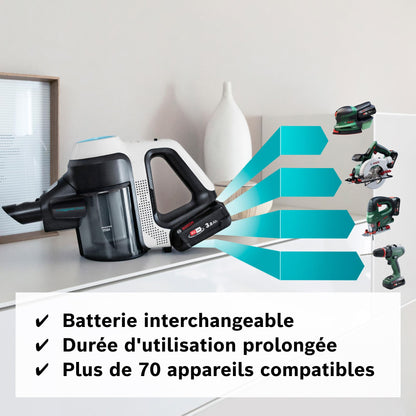 Bosch, aspirateur sans Fil 2 en 1, Unlimited 7 ProHygiène, Brosse Aqua 2 en 1, la Brosse motorisée AllFloor DynamicPower, Blanc, BCS71HYG2