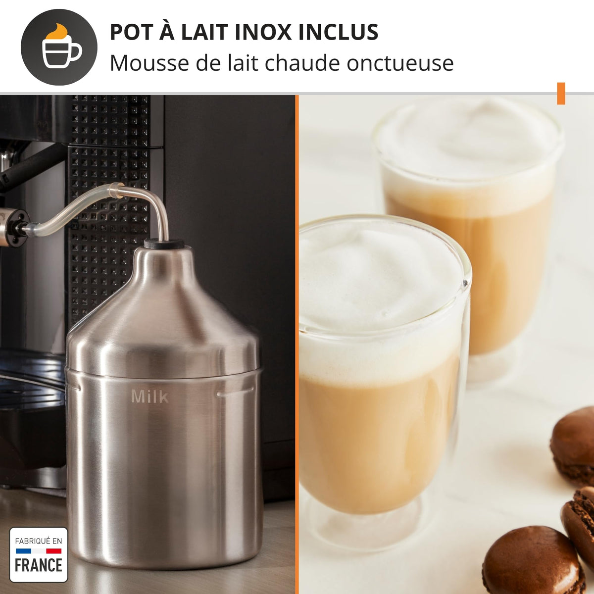 Krups Essential, Machine à café grain, Expresso automatique, 2 tasses simultanées, Ecran LCD, Nettoyage automatique, Buse vapeur, Pot à lait inox Cappuccino, Noire, EA816031