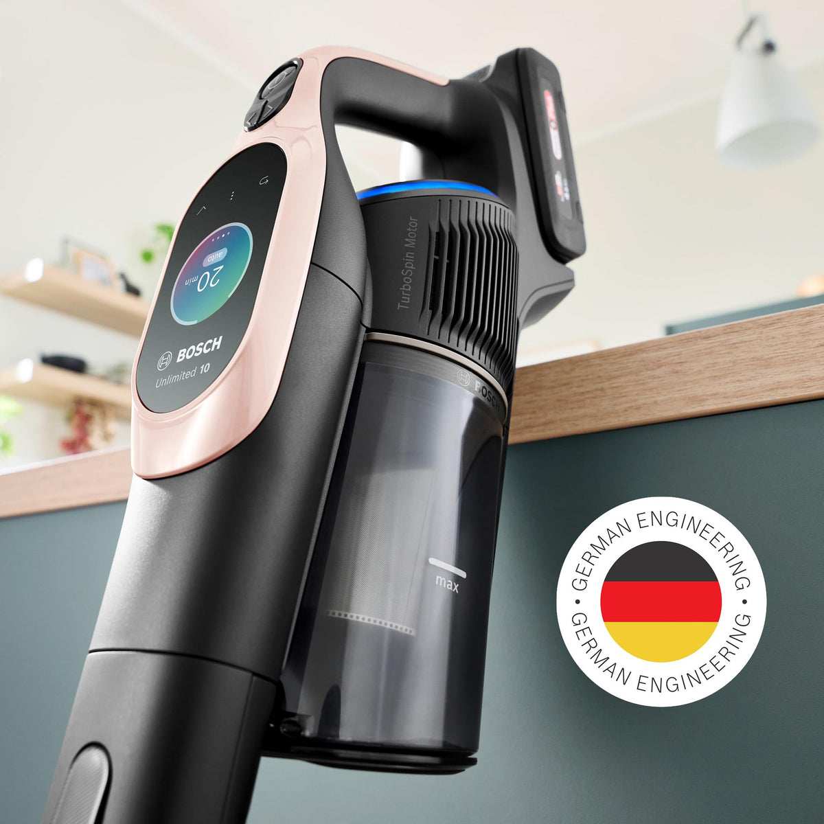 Bosch, aspirateur Balai sans Fil, Unlimited 10, Batterie 4.0 Ah, Technologie MicroClean, bac à poussière Facile à Vider, Tube Flexible, éclairage LED, Rose, BKS1041RHF